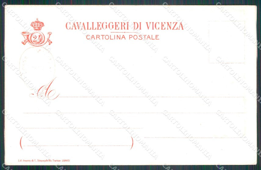 Militari Reggimentali XXIV Reggimento Cavalleggeri di Vicenza cartolina XF2689 – retro