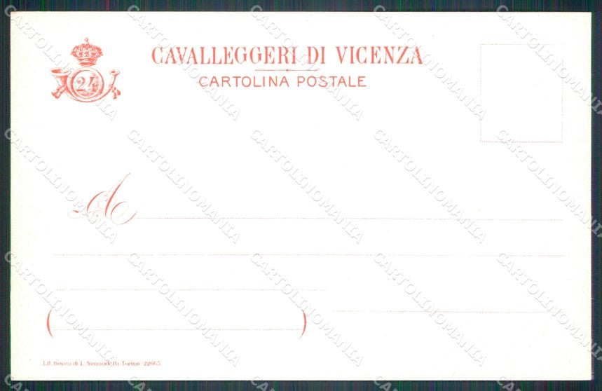 Militari Reggimentali XXIV Reggimento Cavalleggeri di Vicenza cartolina XF2692 – retro