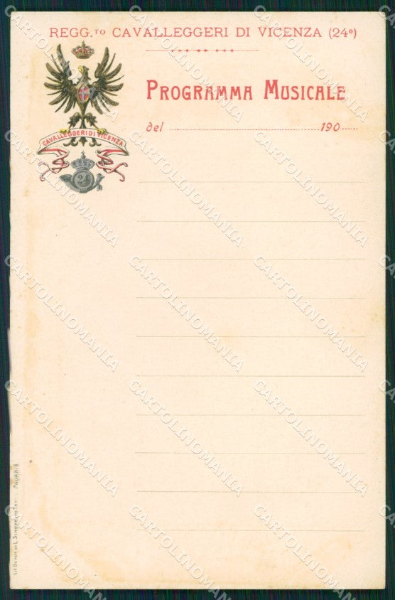 Militari XXIV Cavalleggeri di Vicenza Programma Musicale cartolina XF2699 – fronte