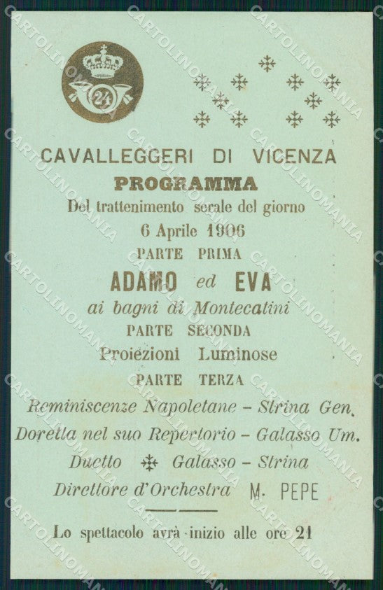 Militari XXIV Cavalleggeri Vicenza Bagni di Montecatini 1906 cartolina XF2715 – fronte