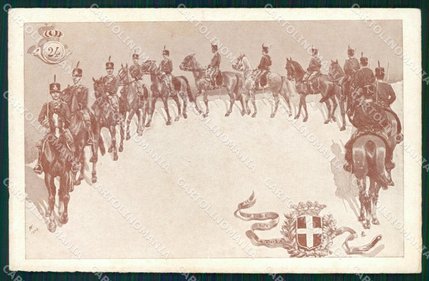 Militari Reggimentali XXIV Reggimento Cavalleggeri di Vicenza cartolina XF2723 – fronte