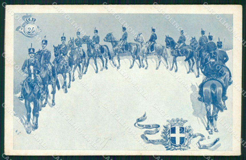 Militari Reggimentali XXIV Reggimento Cavalleggeri di Vicenza cartolina XF2724 – fronte