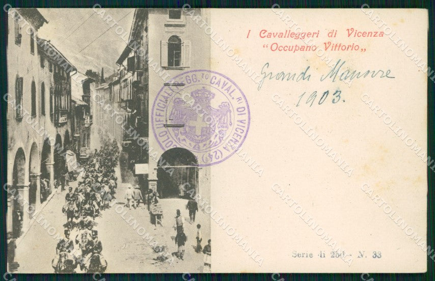Militari XXIV Reggimento Cavalleggeri Vicenza Vittorio Veneto cartolina XF2728 – fronte