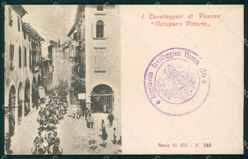 Militari XXIV Reggimento Cavalleggeri Vicenza Vittorio Veneto cartolina XF2729 – fronte