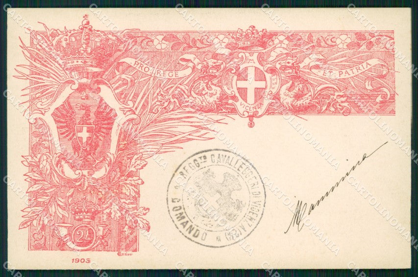 Militari XXIV Reggimento Cavalleggeri di Vicenza 1903 cartolina XF2743 – fronte
