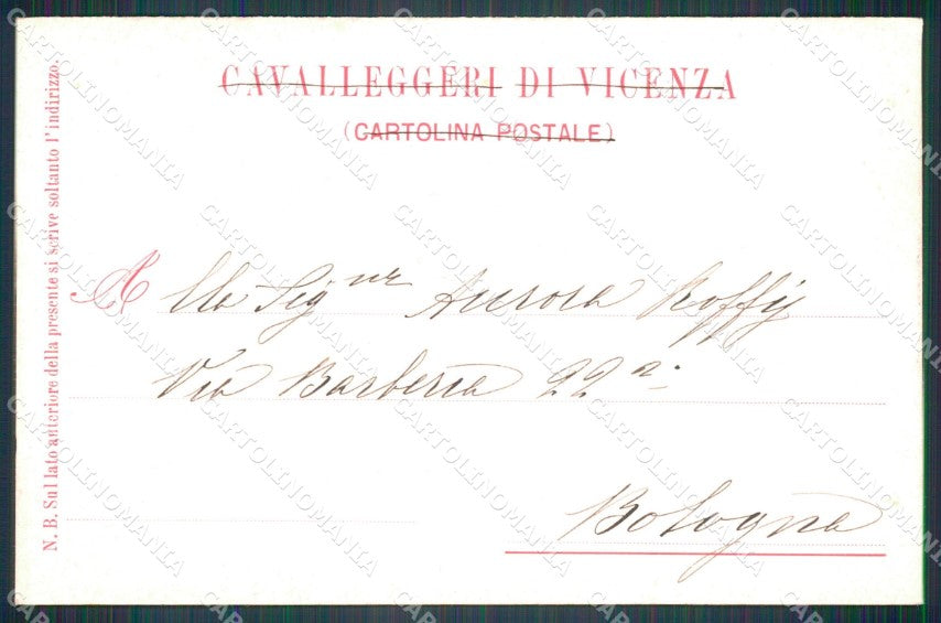 Militari XXIV Reggimento Cavalleggeri di Vicenza 1903 cartolina XF2743 – retro