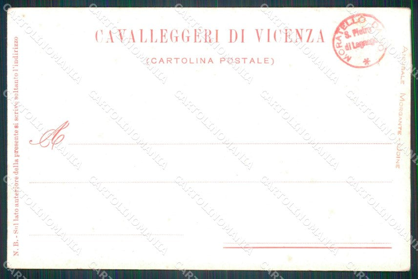 Militari Reggimentali XXIV Reggimento Cavalleggeri di Vicenza 1904 cartolina XF2 – retro
