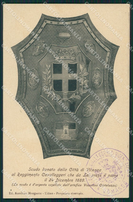 Militari Reggimentali XXIV Cavalleggeri Vicenza Scudo cartolina XF2758 – fronte