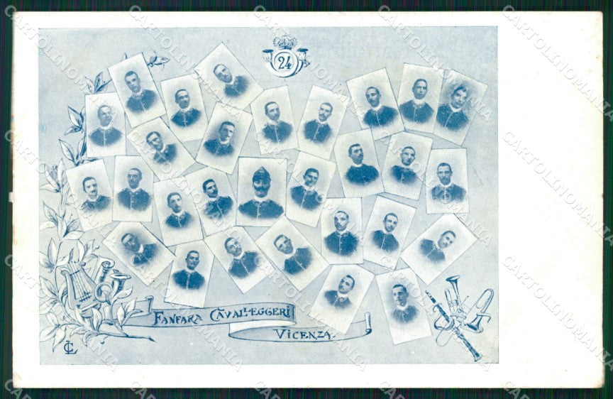 Militari XXIV Reggimento Cavalleggeri di Vicenza Fanfara cartolina XF2761 – fronte
