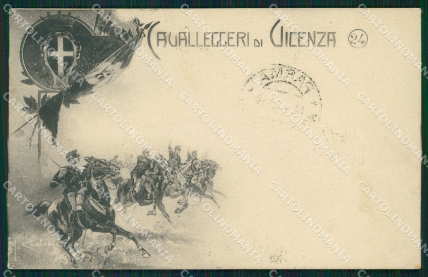 Militari Reggimentali XXIV Reggimento Cavalleggeri di Vicenza cartolina XF2762 – fronte