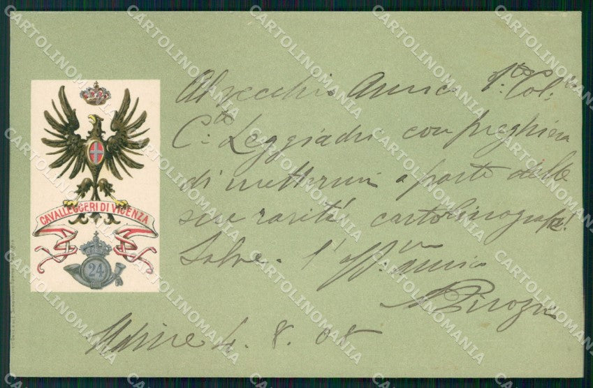 Militari Reggimentali XXIV Reggimento Cavalleggeri di Vicenza cartolina XF2764 – fronte