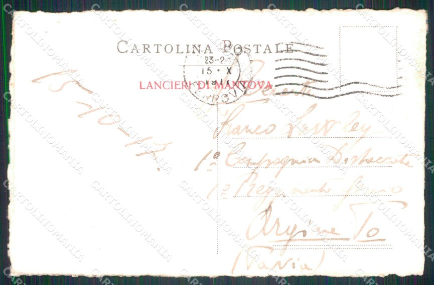 Militari Reggimentali XXV Reggimento Lancieri di Mantova cartolina XF2766 – retro