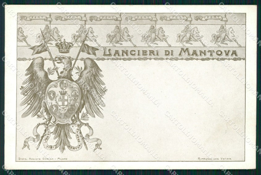 Militari Reggimentali XXV Reggimento Lancieri di Mantova cartolina XF2773 – fronte