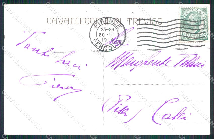 Militari Reggimentali XXVIII Reggimento Cavalleggeri di Treviso cartolina XF2793 – retro