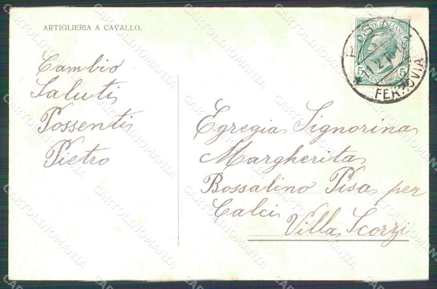Militari Reggimentali Artiglieria Cavallo Voloire Voloira Polli cartolina XF2823 – retro