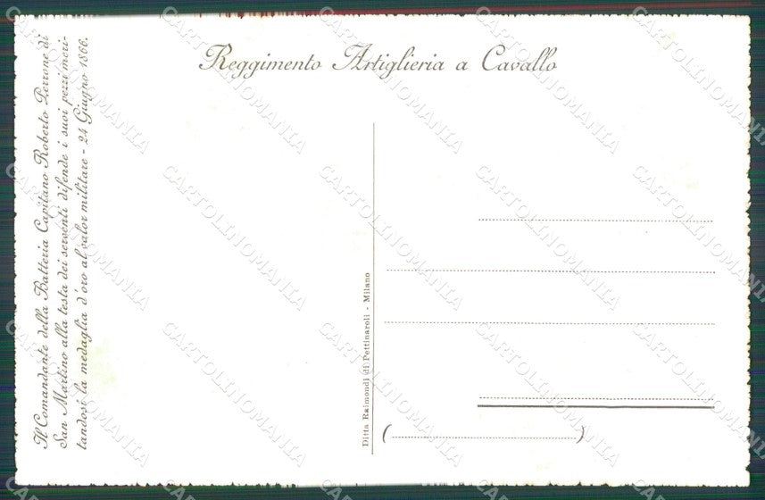 Militari Reggimentali Artiglieria a Cavallo Voloire Custoza cartolina XF2824 – retro