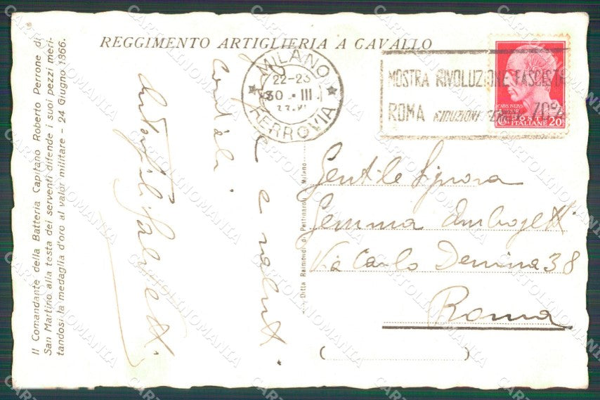 Militari Reggimentali Artiglieria a Cavallo Voloire Custoza cartolina XF2835 – retro