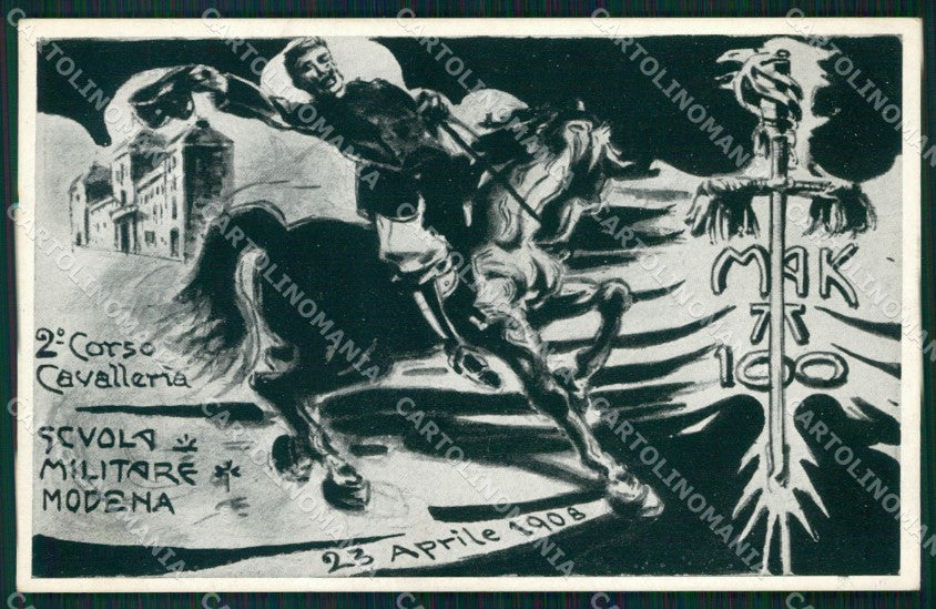 Militari Modena Scuola Militare Cavalleria 1906-1908 Mak TT 100 cartolina XF2846 – fronte
