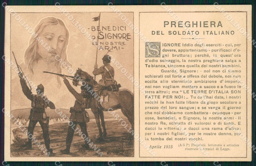 Militari Propaganda Cavalleria Preghiera Soldato SCOLLATA cartolina XF2883 – fronte