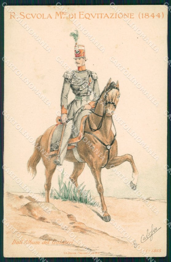 Militari Scuola Applicazione di Cavalleria Uniforme cartolina XF2908 – fronte