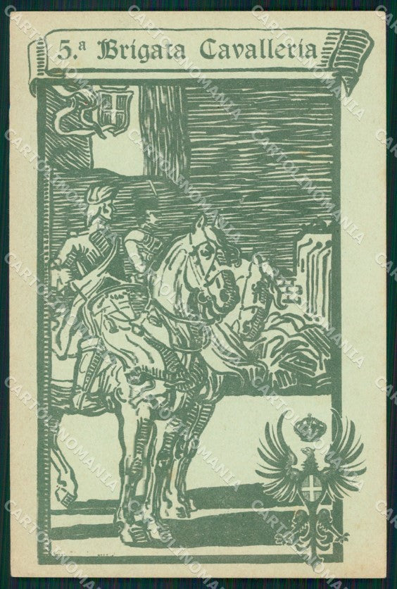 Militari V Brigata di Cavalleria cartolina XF2932 – fronte