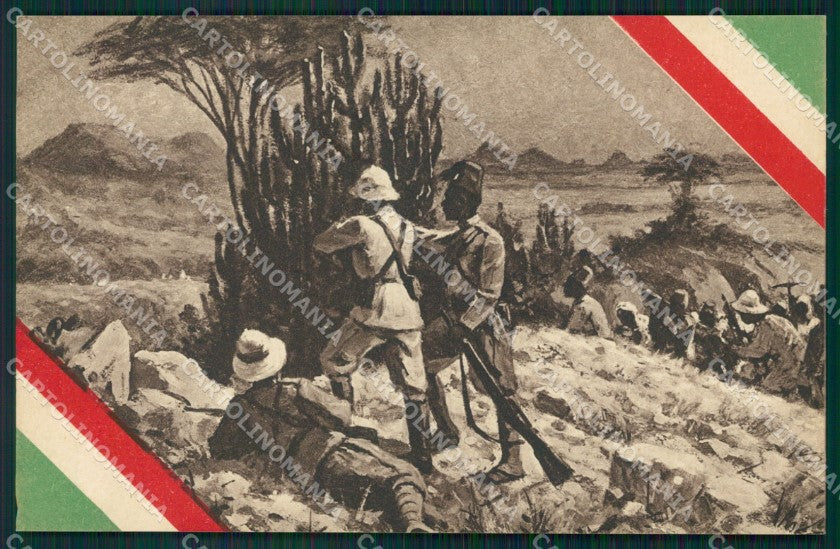 Militari Coloniali Africa Tricolore Ascari cartolina XF2991 – fronte