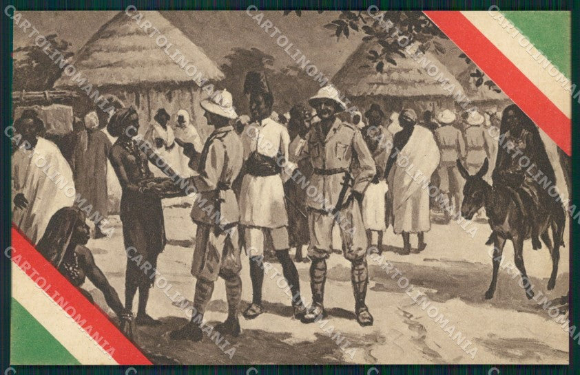 Militari Coloniali Africa Tricolore Ascari cartolina XF2992 – fronte
