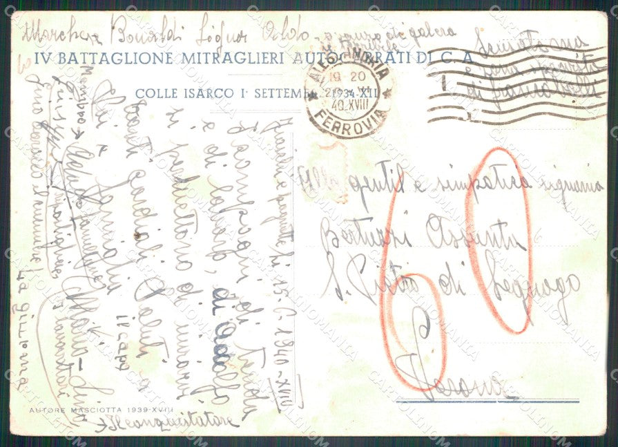 Militari IV Batt Mitraglieri Autocarrati C A Isarco SCOLLATA FG cartolina XF3064 – retro