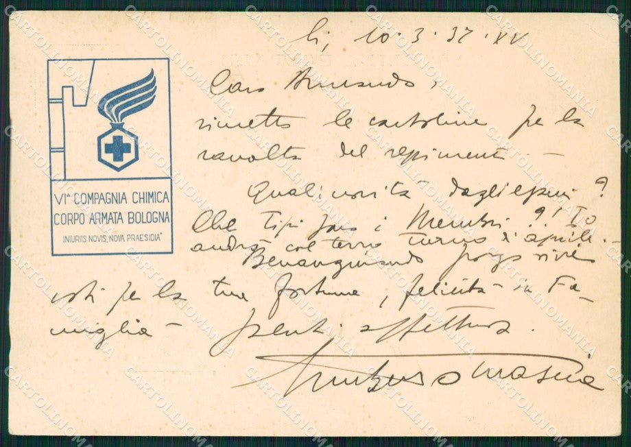 Militari Fascismo VI Compagnia Chimica Bologna FG cartolina XF3081 – fronte
