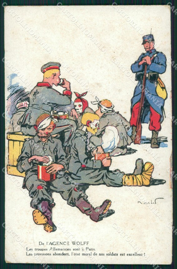 WWI WW1 Propaganda Patriotic War Humor Paris ABRADED postcard XF3101 – fronte