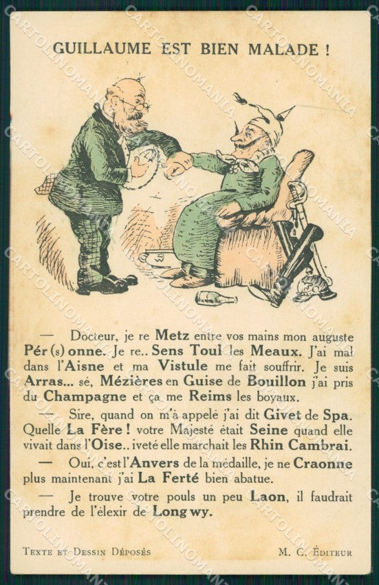 WWI WW1 Propaganda Patriotic War Humor Kaiser Wilhelm postcard XF3118 – fronte