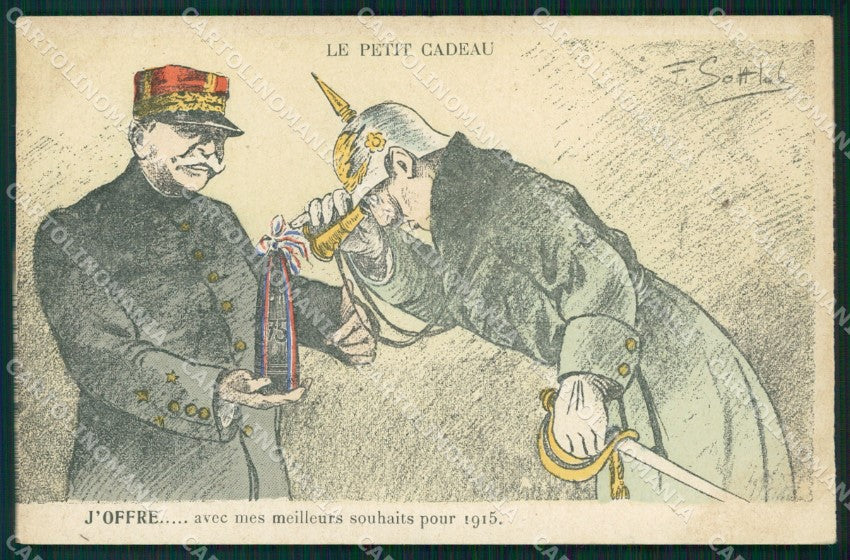 WWI WW1 Propaganda Patriotic War Humor Kaiser Wilhelm Joffre postcard XF3125 – fronte
