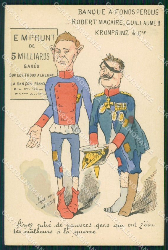 WWI WW1 Propaganda Patriotic War Humor Kaiser Wilhelm Kronprinz postcard XF3127 – fronte