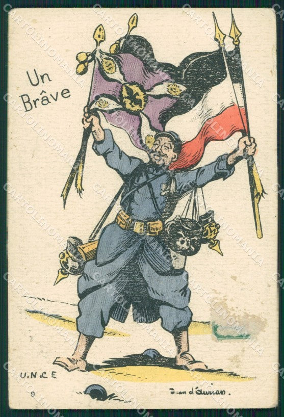 WWI WW1 Propaganda Patriotic War Humor Flag Skull CORNER CREASED postcard XF3134 – fronte