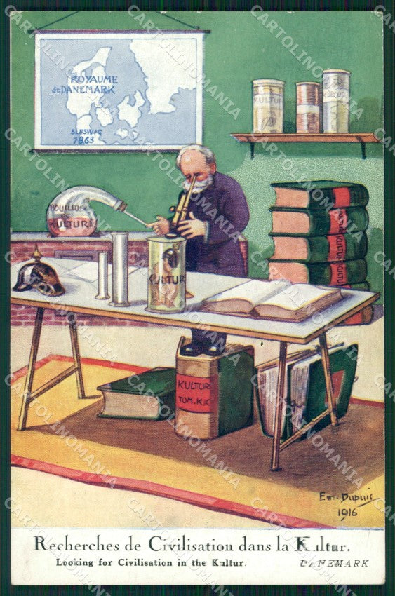 WWI WW1 Propaganda Patriotic War Humor Kaiser Wilhelm Danemark postcard XF3154 – fronte