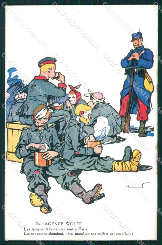 WWI WW1 Propaganda Patriotic War Humor Anti German Paris postcard XF3156 – fronte