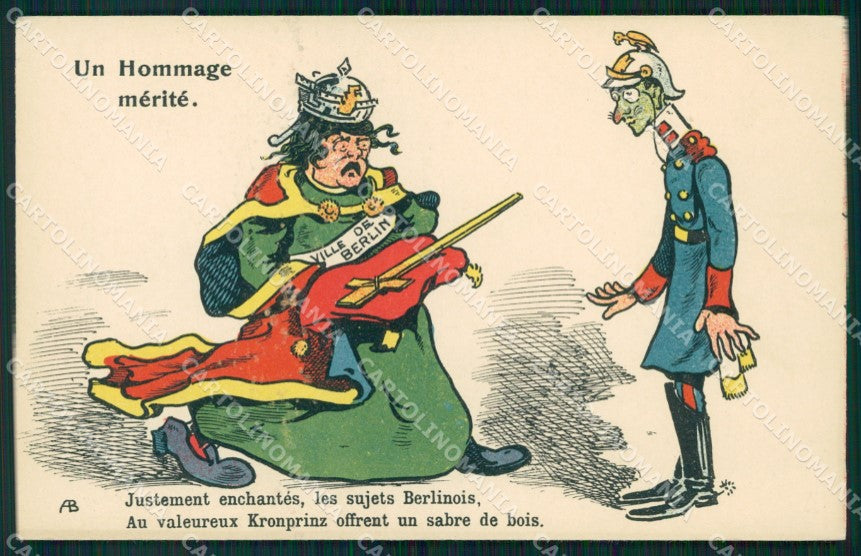 WWI WW1 Propaganda Patriotic Humor Kaiser Kronprinz Anti German postcard XF3165 – fronte