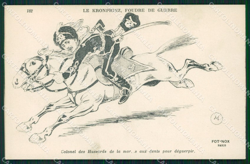WWI WW1 Propaganda Patriotic Humor Kronprinz Anti German Horse postcard XF3213 – fronte