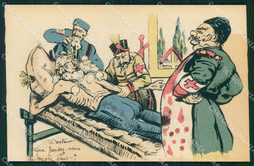 WWI WW1 Propaganda Humor Kaiser Franz Joseph Russia Red Cross postcard XF3228 – fronte