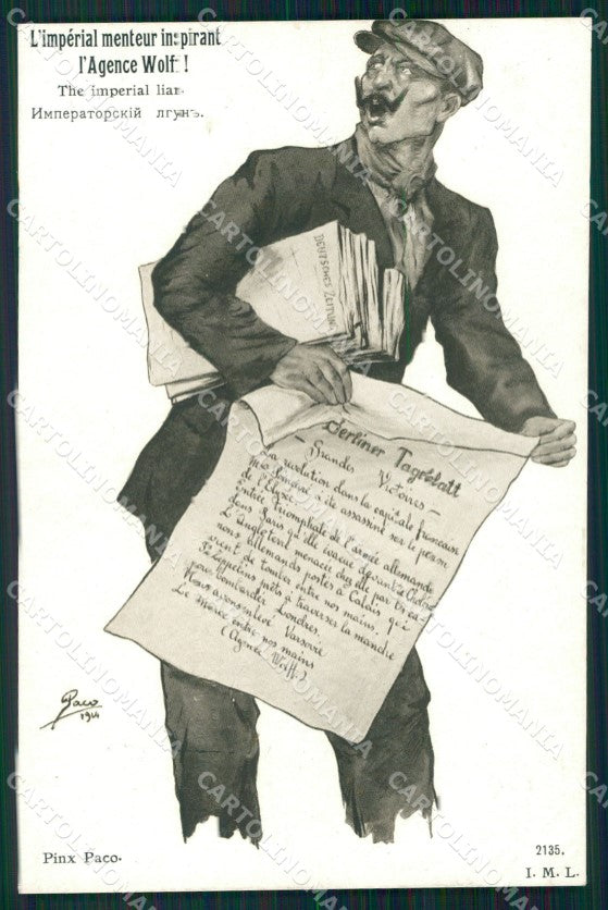WWI WW1 Propaganda Patriotic Humor Kaiser Wilhelm Anti German postcard XF3240 – fronte