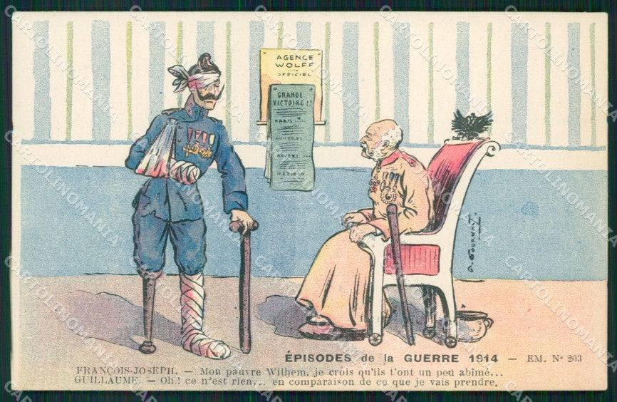 WWI WW1 Propaganda Patriotic War Kaiser Wilhelm Franz Joseph postcard XF3243 – fronte
