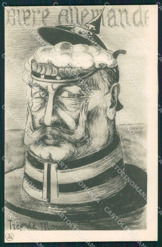 WWI WW1 Propaganda Patriotic War Humor Kaiser Wilhelm Beer Mug postcard XF3259 – fronte