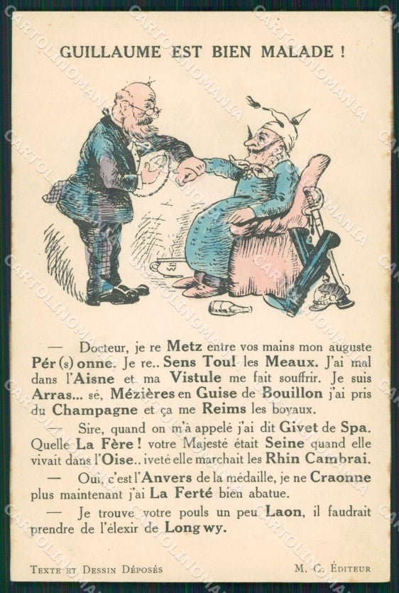 WWI WW1 Propaganda Patriotic Humor Kaiser Wilhelm Anti German postcard XF3275 – fronte