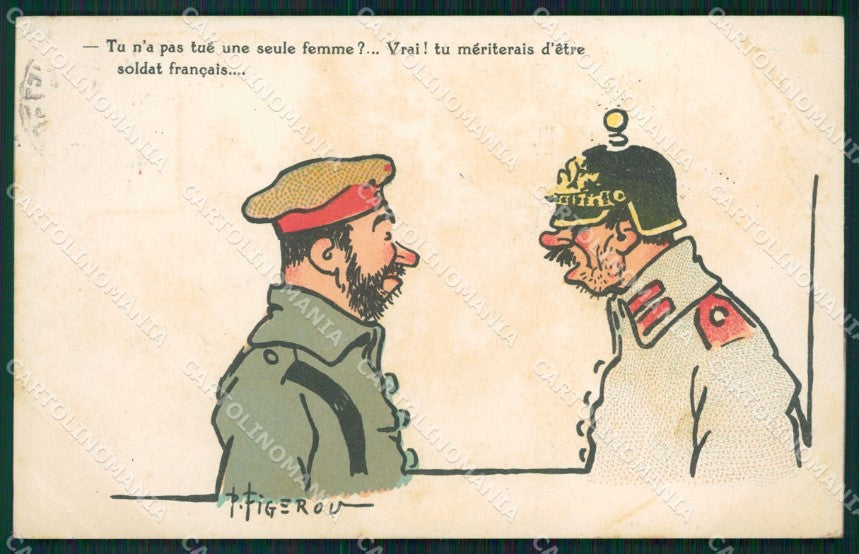 WWI WW1 Propaganda Patriotic War Humor Anti German CREASED postcard XF3293 – fronte