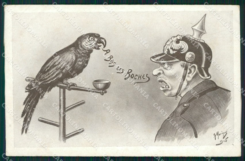 WWI WW1 Propaganda Patriotic War Humor Anti German Parrot postcard XF3306 – fronte