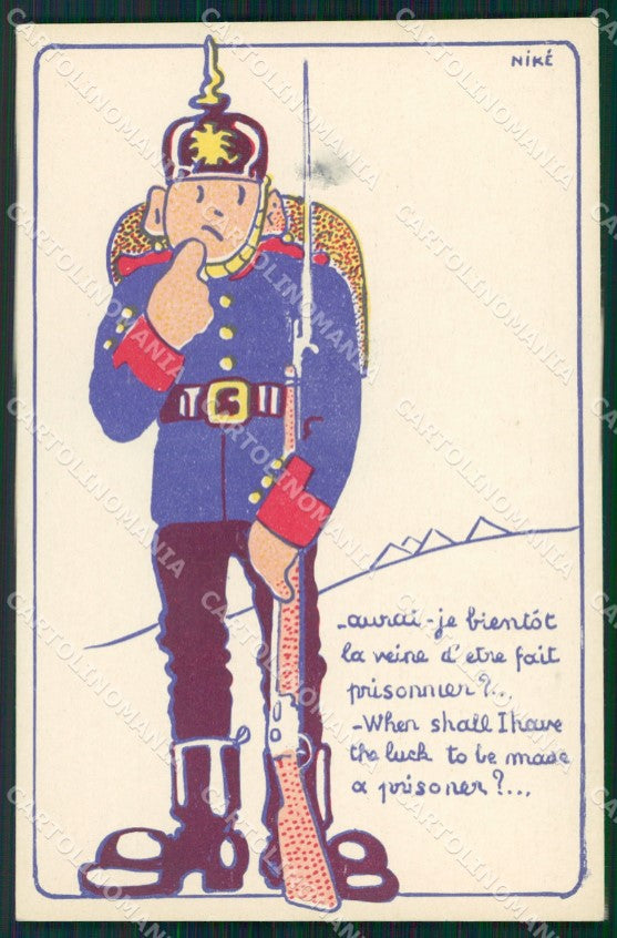 WWI WW1 Propaganda Patriotic War Humor Anti German Nike postcard XF3327 – fronte