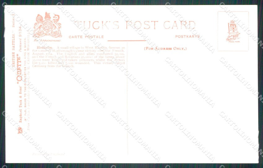 Military British Battles Blenheim Raphael Tuck 9134 postcard XF3402 – retro