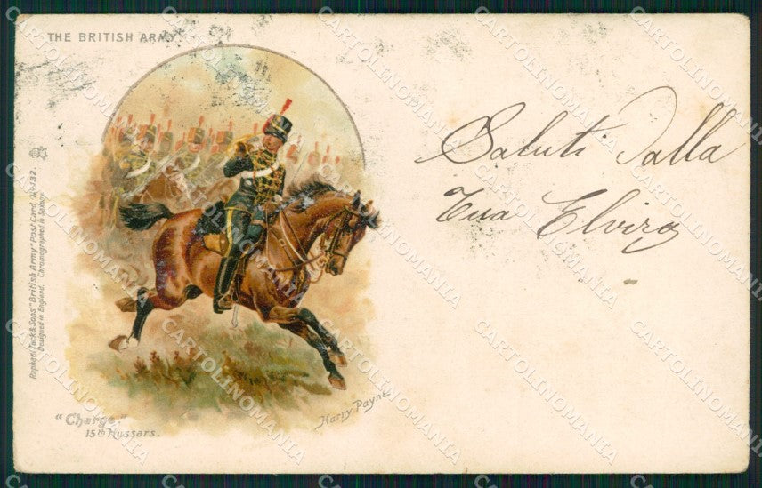Military British Army Charge 15 Hussars Harry Payne postcard XF3403 – fronte