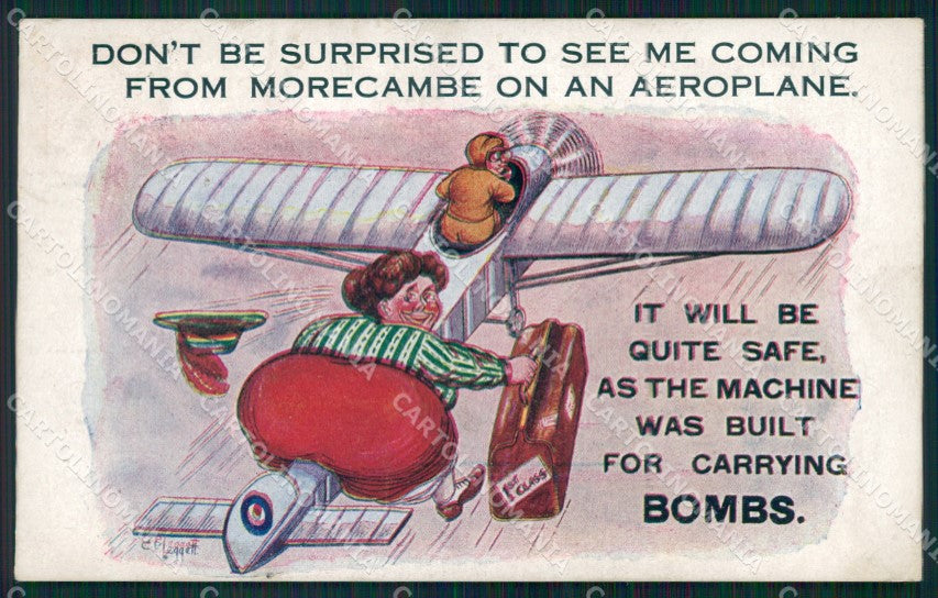 WWI WW1 Propaganda Patriotic War Humor British Aviation postcard XF3410 – fronte