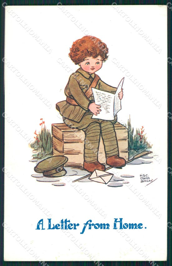 WWI WW1 Propaganda War Humor British Soldier Child Marsh Lambert postcard XF3435 – fronte